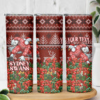 Personalized Sydney Swans Football Christmas Skinny Tumbler Australian Football Mascot - Ugly Xmas Pattern Festive