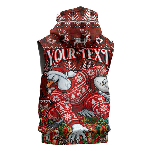 Personalized Sydney Swans Football Christmas Sleeveless Hoodie Australian Football Mascot - Ugly Xmas Pattern Festive
