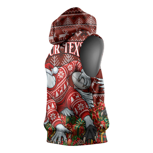 Personalized Sydney Swans Football Christmas Sleeveless Hoodie Australian Football Mascot - Ugly Xmas Pattern Festive