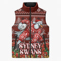 Personalized Sydney Swans Football Christmas Sleeveless Puffer Jacket Australian Football Mascot - Ugly Xmas Pattern Festive
