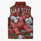 Personalized Sydney Swans Football Christmas Sleeveless Puffer Jacket Australian Football Mascot - Ugly Xmas Pattern Festive