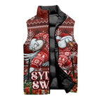 Personalized Sydney Swans Football Christmas Sleeveless Puffer Jacket Australian Football Mascot - Ugly Xmas Pattern Festive