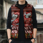 Personalized Sydney Swans Football Christmas Sleeveless Puffer Jacket Australian Football Mascot - Ugly Xmas Pattern Festive