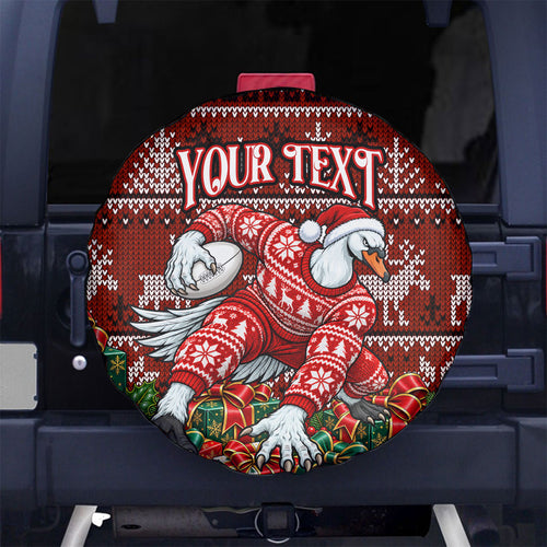 Personalized Sydney Swans Football Christmas Spare Tire Cover Australian Football Mascot - Ugly Xmas Pattern Festive