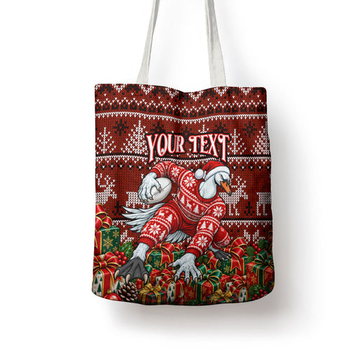 Personalized Sydney Swans Football Christmas Tote Bag Australian Football Mascot - Ugly Xmas Pattern Festive