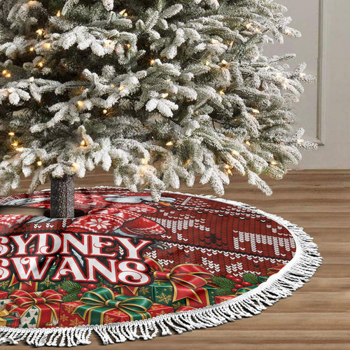 Sydney Swans Football Christmas Tree Skirt Australian Football Mascot - Ugly Xmas Pattern Festive