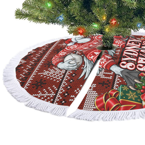 Sydney Swans Football Christmas Tree Skirt Australian Football Mascot - Ugly Xmas Pattern Festive
