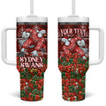 Personalized Sydney Swans Football Christmas Tumbler With Handle Australian Football Mascot - Ugly Xmas Pattern Festive