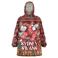 Personalized Sydney Swans Football Christmas Wearable Blanket Hoodie Australian Football Mascot - Ugly Xmas Pattern Festive