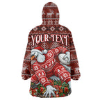 Personalized Sydney Swans Football Christmas Wearable Blanket Hoodie Australian Football Mascot - Ugly Xmas Pattern Festive