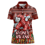 Personalized Sydney Swans Football Christmas Women Polo Shirt Australian Football Mascot - Ugly Xmas Pattern Festive