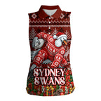 Personalized Sydney Swans Football Christmas Women Sleeveless Polo Shirt Australian Football Mascot - Ugly Xmas Pattern Festive