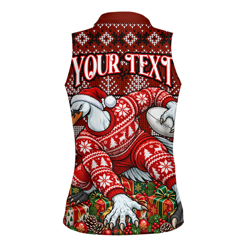 Personalized Sydney Swans Football Christmas Women Sleeveless Polo Shirt Australian Football Mascot - Ugly Xmas Pattern Festive