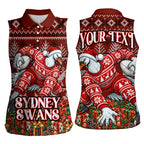Personalized Sydney Swans Football Christmas Women Sleeveless Polo Shirt Australian Football Mascot - Ugly Xmas Pattern Festive