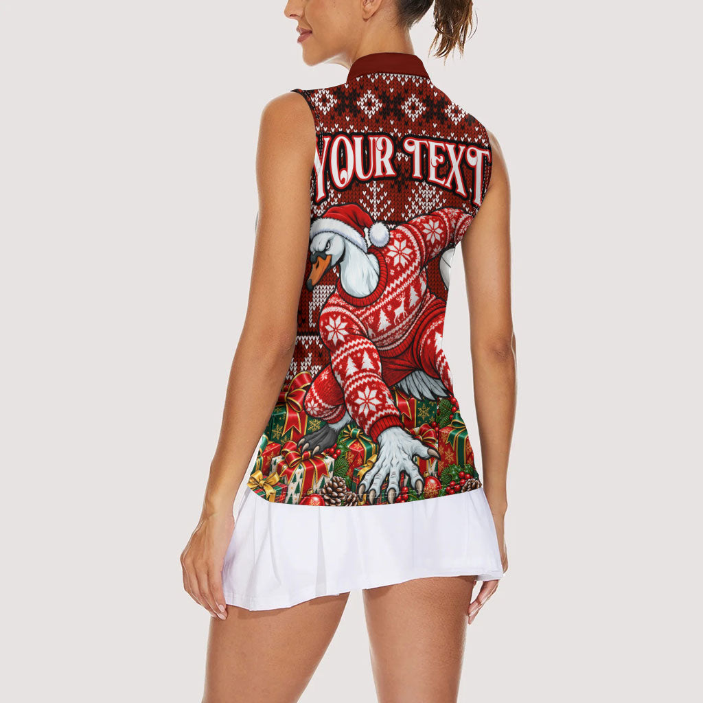 Personalized Sydney Swans Football Christmas Women Sleeveless Polo Shirt Australian Football Mascot - Ugly Xmas Pattern Festive