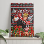 Personalized St Kilda Football Christmas Canvas Wall Art Australian Football Mascot - Ugly Xmas Pattern Festive