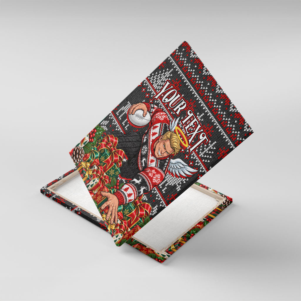Personalized St Kilda Football Christmas Canvas Wall Art Australian Football Mascot - Ugly Xmas Pattern Festive