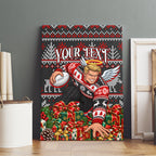 Personalized St Kilda Football Christmas Canvas Wall Art Australian Football Mascot - Ugly Xmas Pattern Festive