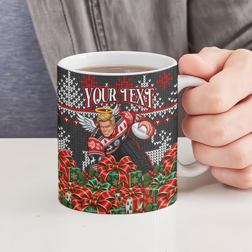 Personalized St Kilda Football Christmas Ceramic Mug Australian Football Mascot - Ugly Xmas Pattern Festive