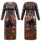 Personalized St Kilda Football Christmas Couples Matching Long Sleeve Bodycon Dress and Hawaiian Shirt Australian Football Mascot - Ugly Xmas Pattern Festive