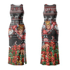 Personalized St Kilda Football Christmas Couples Matching Tank Maxi Dress and Long Sleeve Button Shirt Australian Football Mascot - Ugly Xmas Pattern Festive