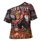 Personalized St Kilda Football Christmas Cross Shoulder Shirt Australian Football Mascot - Ugly Xmas Pattern Festive