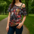 Personalized St Kilda Football Christmas Cross Shoulder Shirt Australian Football Mascot - Ugly Xmas Pattern Festive