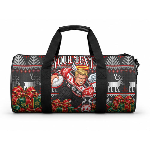 Personalized St Kilda Football Christmas Duffle Bag Australian Football Mascot - Ugly Xmas Pattern Festive