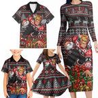 Personalized St Kilda Football Christmas Family Matching Long Sleeve Bodycon Dress and Hawaiian Shirt Australian Football Mascot - Ugly Xmas Pattern Festive