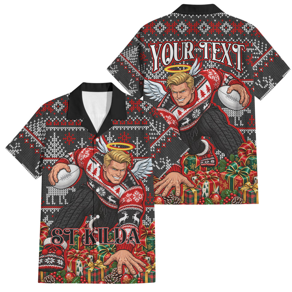 Personalized St Kilda Football Christmas Family Matching Mermaid Dress and Hawaiian Shirt Australian Football Mascot - Ugly Xmas Pattern Festive
