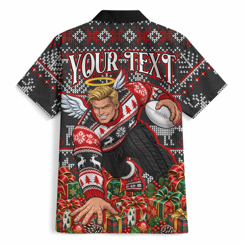 Personalized St Kilda Football Christmas Hawaiian Shirt Australian Football Mascot - Ugly Xmas Pattern Festive