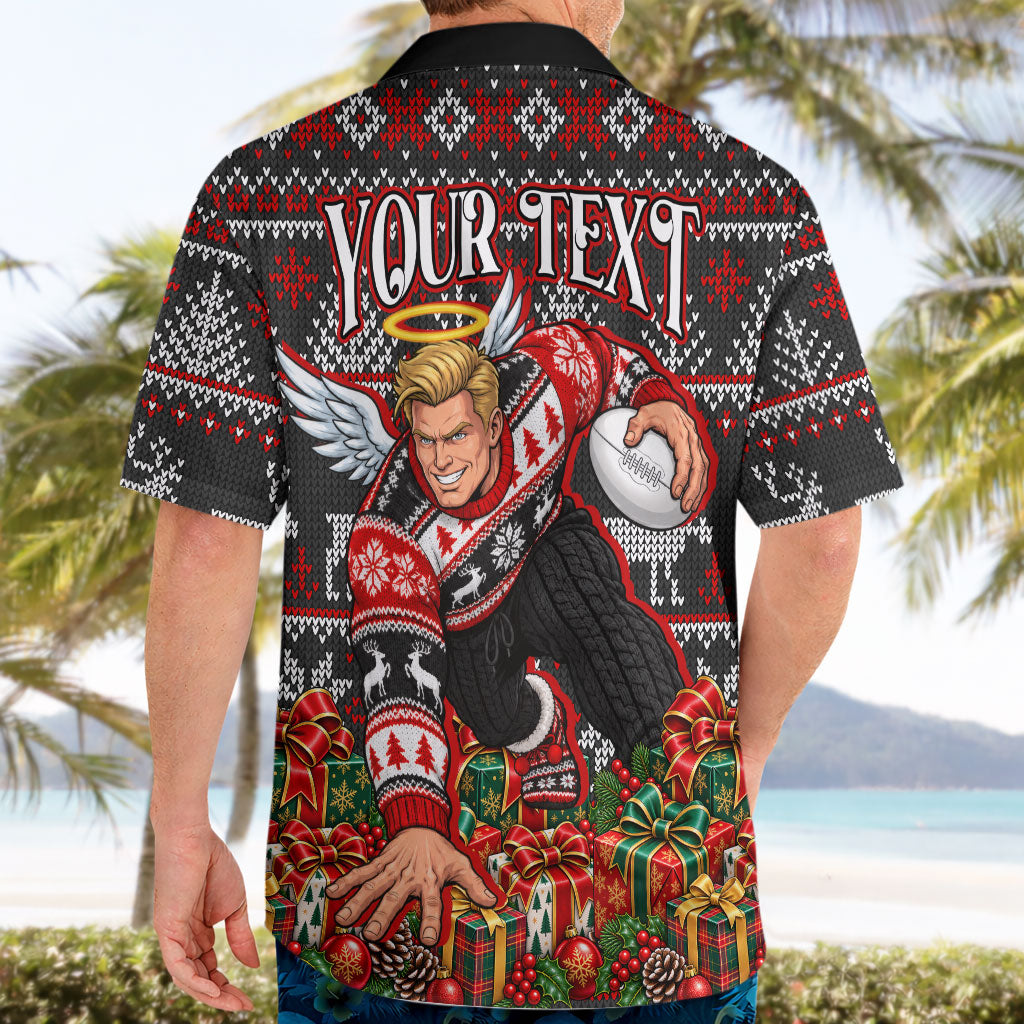 Personalized St Kilda Football Christmas Hawaiian Shirt Australian Football Mascot - Ugly Xmas Pattern Festive