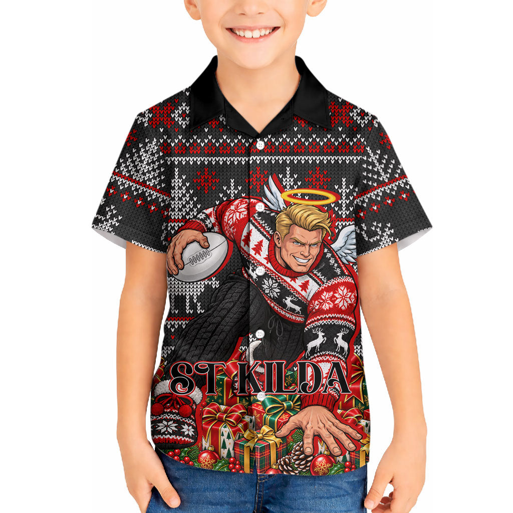 Personalized St Kilda Football Christmas Hawaiian Shirt Australian Football Mascot - Ugly Xmas Pattern Festive