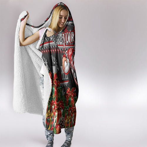 Personalized St Kilda Football Christmas Hooded Blanket Australian Football Mascot - Ugly Xmas Pattern Festive