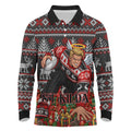 Personalized St Kilda Football Christmas Long Sleeve Polo Shirt Australian Football Mascot - Ugly Xmas Pattern Festive