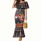 Personalized St Kilda Football Christmas Mermaid Dress Australian Football Mascot - Ugly Xmas Pattern Festive