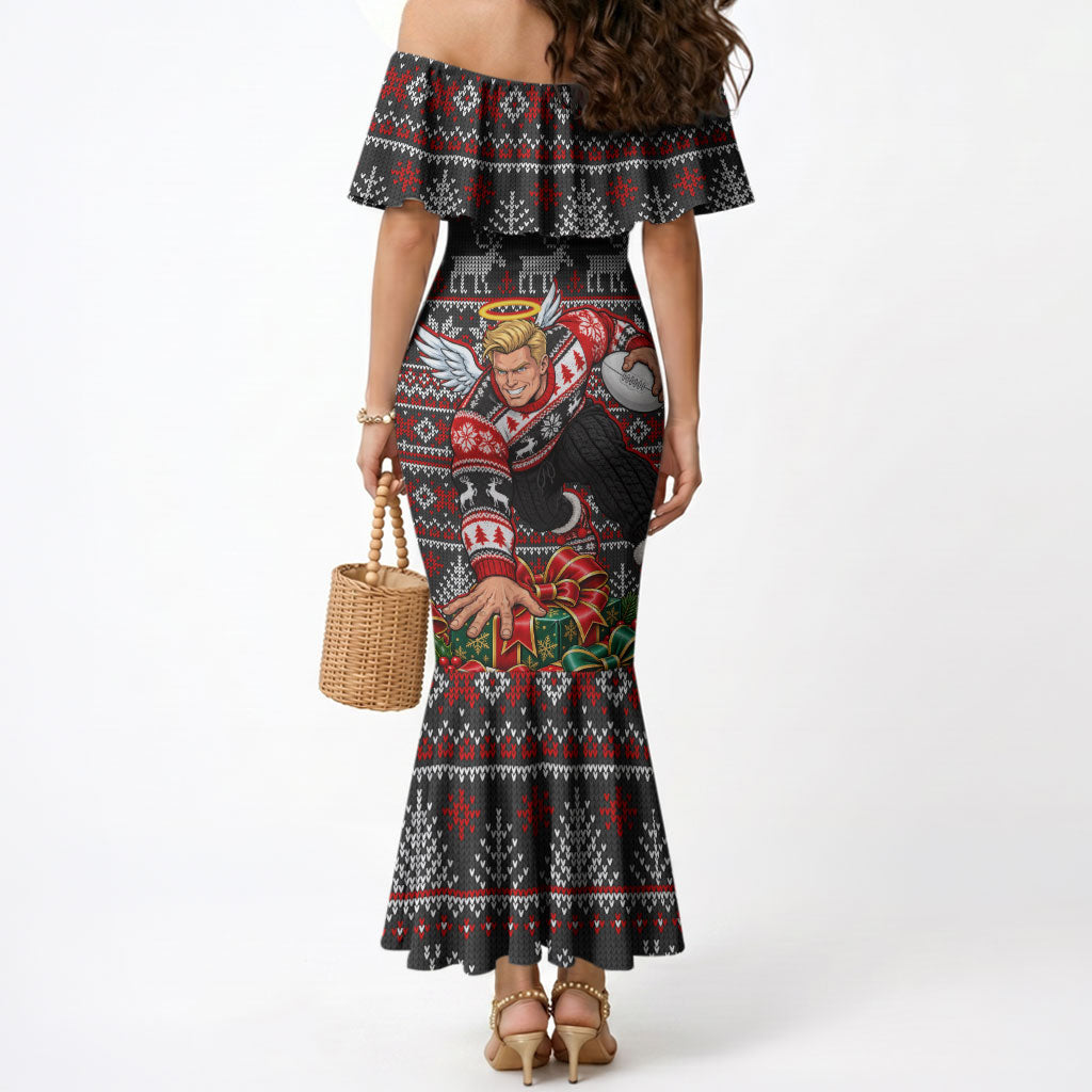 Personalized St Kilda Football Christmas Mermaid Dress Australian Football Mascot - Ugly Xmas Pattern Festive