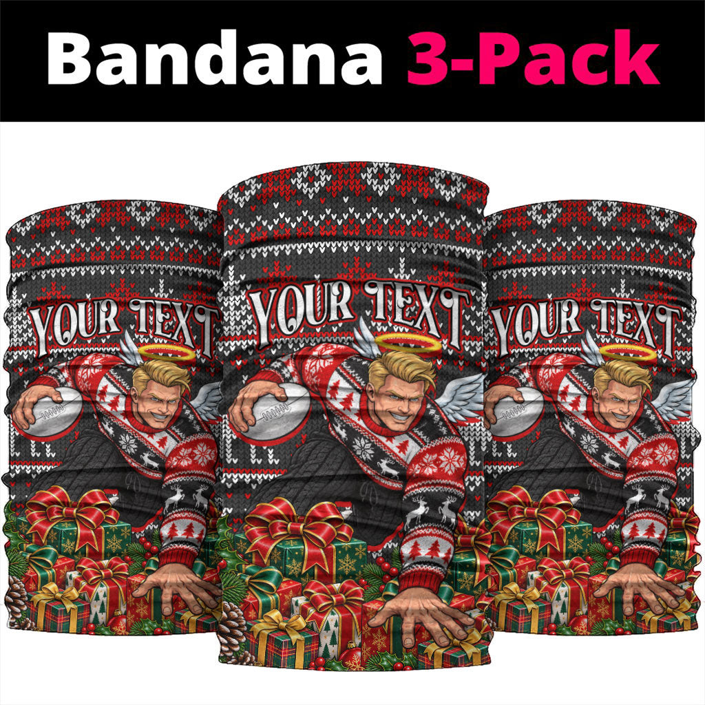 Personalized St Kilda Football Christmas Neck Gaiter Australian Football Mascot - Ugly Xmas Pattern Festive