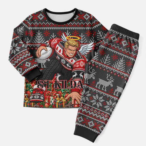 Personalized St Kilda Football Christmas Pajama Set Australian Football Mascot - Ugly Xmas Pattern Festive