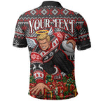 Personalized St Kilda Football Christmas Polo Shirt Australian Football Mascot - Ugly Xmas Pattern Festive
