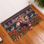 Personalized St Kilda Football Christmas Rubber Doormat Australian Football Mascot - Ugly Xmas Pattern Festive
