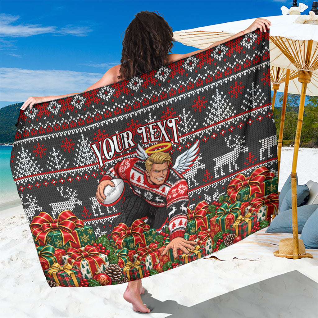 Personalized St Kilda Football Christmas Sarong Australian Football Mascot - Ugly Xmas Pattern Festive