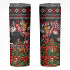 Personalized St Kilda Football Christmas Skinny Tumbler Australian Football Mascot - Ugly Xmas Pattern Festive