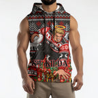 Personalized St Kilda Football Christmas Sleeveless Hoodie Australian Football Mascot - Ugly Xmas Pattern Festive