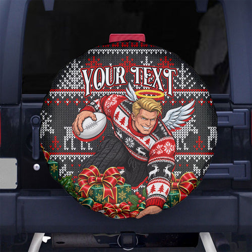 Personalized St Kilda Football Christmas Spare Tire Cover Australian Football Mascot - Ugly Xmas Pattern Festive
