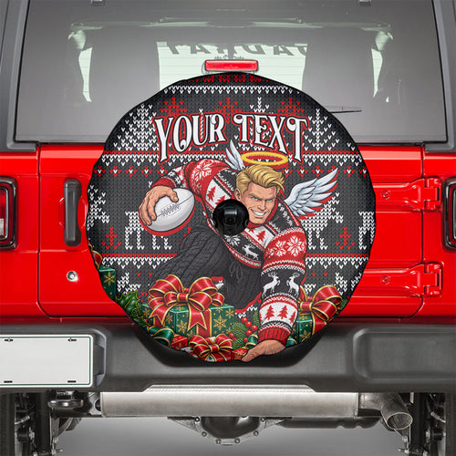 Personalized St Kilda Football Christmas Spare Tire Cover Australian Football Mascot - Ugly Xmas Pattern Festive