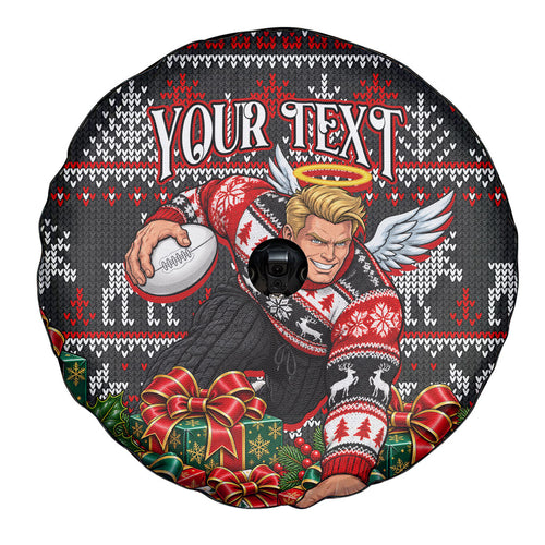 Personalized St Kilda Football Christmas Spare Tire Cover Australian Football Mascot - Ugly Xmas Pattern Festive