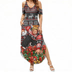 Personalized St Kilda Football Christmas Summer Maxi Dress Australian Football Mascot - Ugly Xmas Pattern Festive