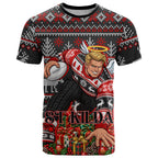 Personalized St Kilda Football Christmas T Shirt Australian Football Mascot - Ugly Xmas Pattern Festive