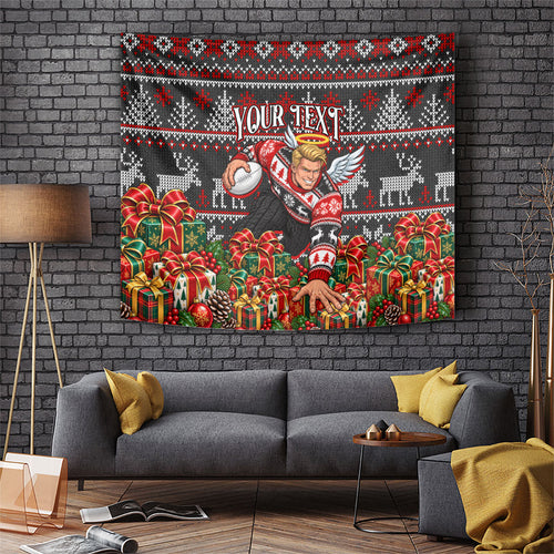 Personalized St Kilda Football Christmas Tapestry Australian Football Mascot - Ugly Xmas Pattern Festive